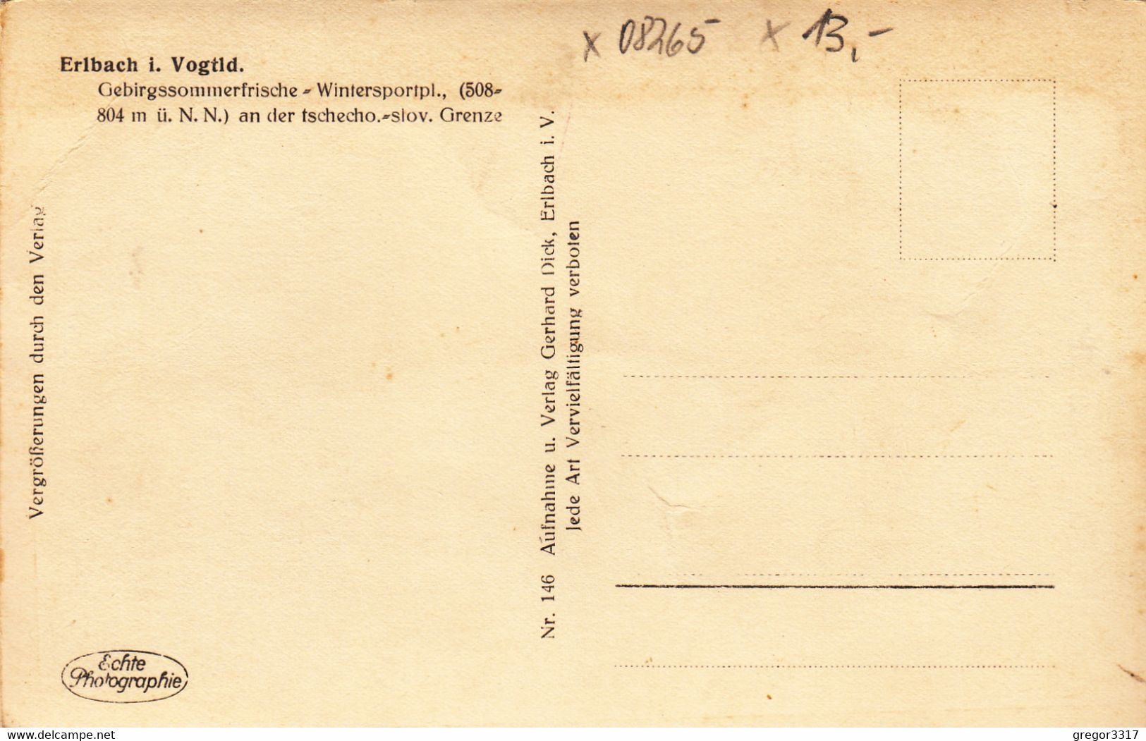 3485) ERLBACH I. Vogtl.  - Wegansicht - Häuer U. Wiese ALT !! - Erlbach-Kirchberg