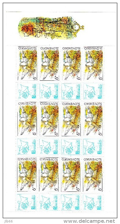 Bloc De 12 Timbres Avec Coupons  2002 Colombes Et Roses YT 373 Neuf /  Sheet  2002 Mint Mi 430 Zf X12 - Hojas Bloque