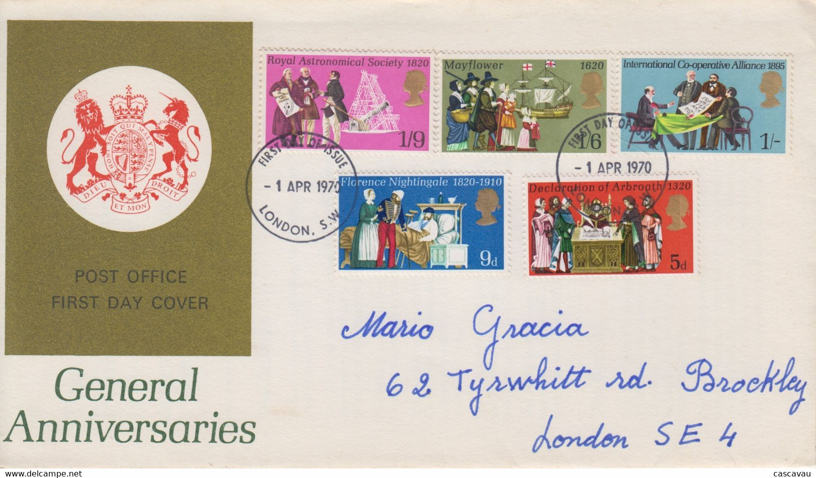 Enveloppe  FDC   1er  Jour   GRANDE  BRETAGNE   Commémoratifs   1970 - 1952-71 Ediciones Pre-Decimales