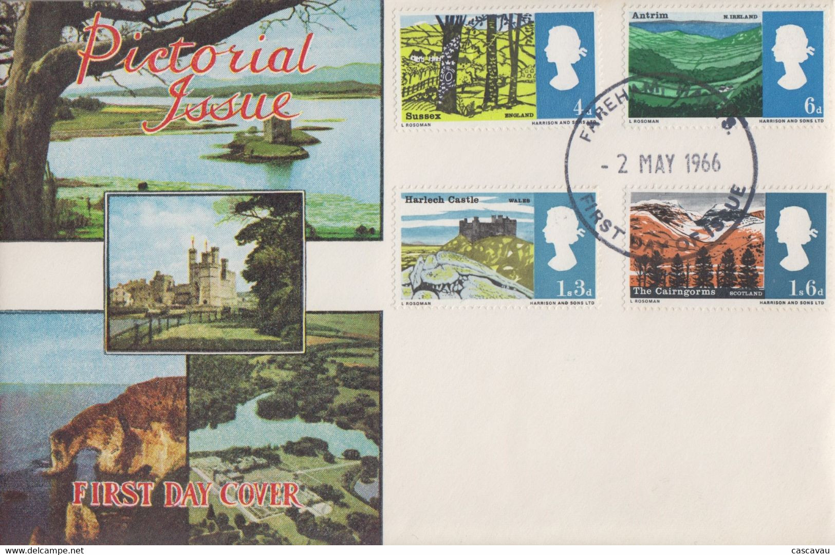 Enveloppe  FDC   1er  Jour   GRANDE  BRETAGNE   Paysages   1966 - 1952-1971 Pre-Decimal Issues