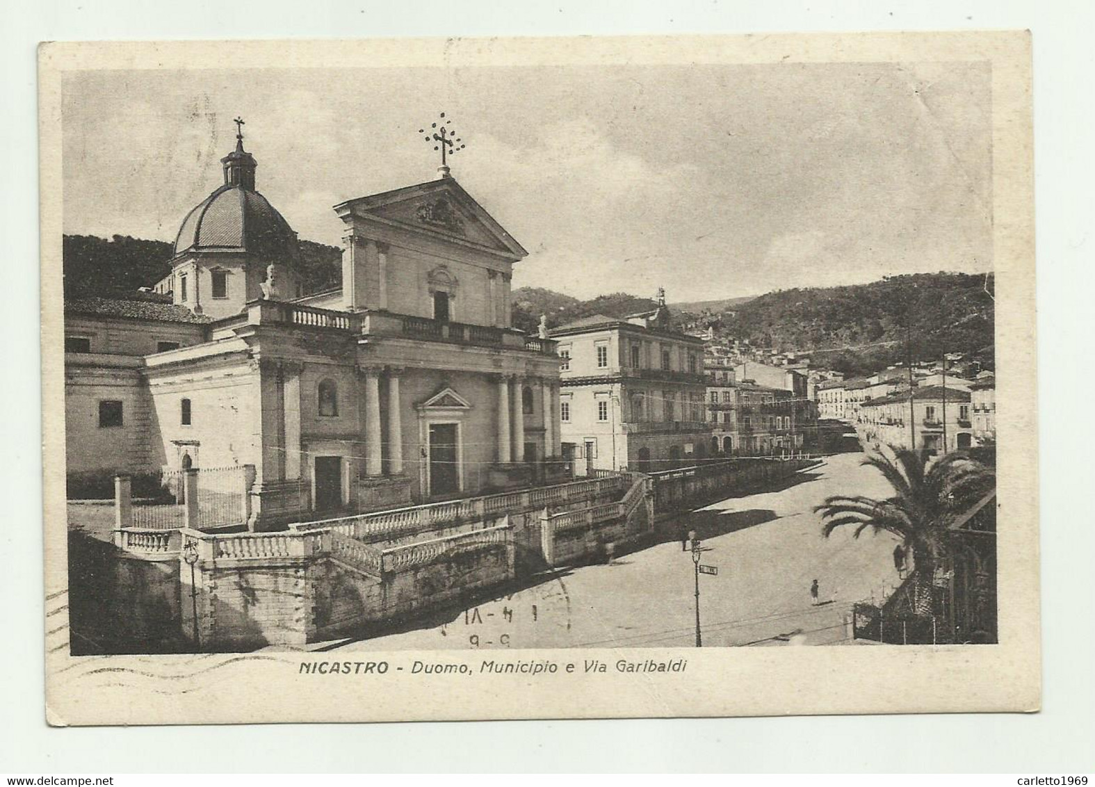 NICASTRO - DUOMO, MUNICIPIO E VIA GARIBALDI 1948  VIAGGIATA FG - Lamezia Terme