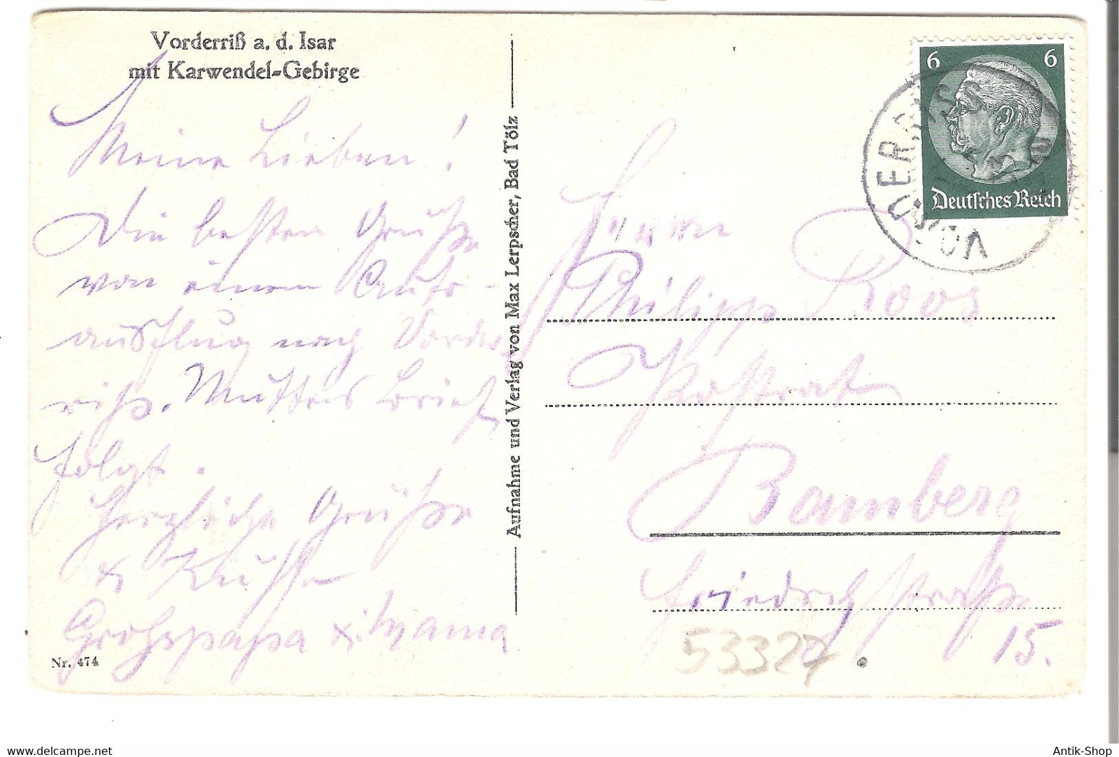 Vorderriß A.d. Isar - Mit Karwendel-Gebirge V.1933 (53327) - Lenggries