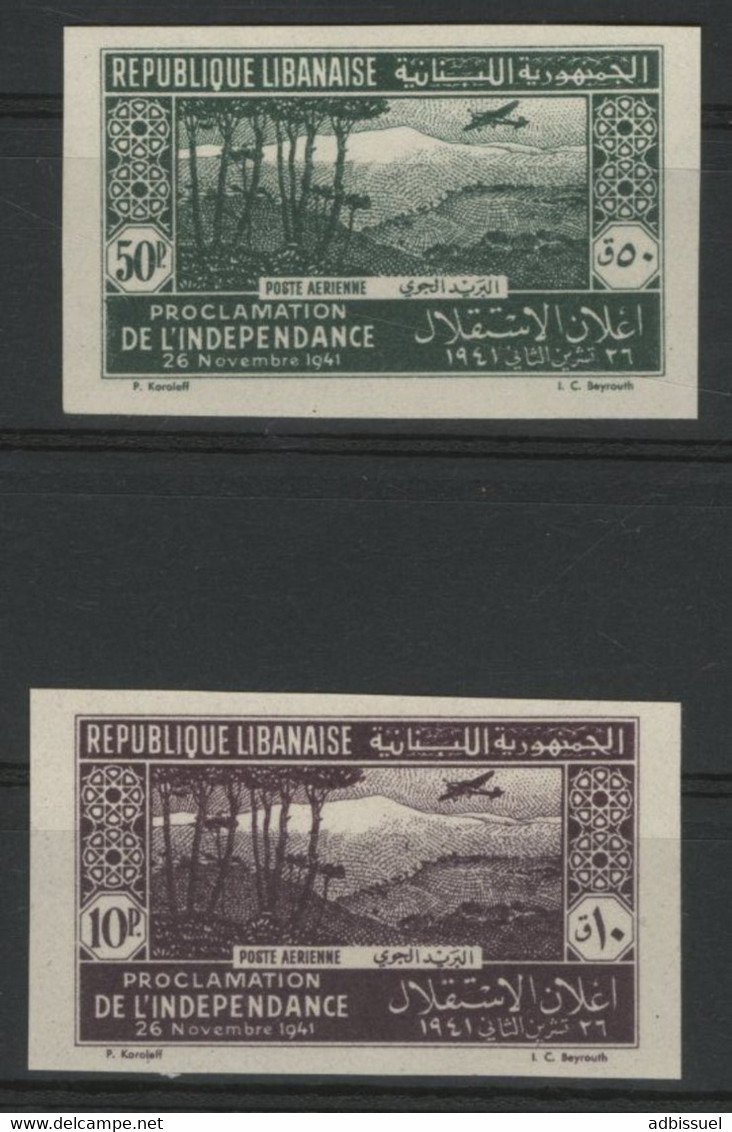 Grand Liban N° 80 + 81 Cote 60 € NON DENTELES / IMPERFORATE, Neufs Sans Gomme (*) MNG. TB - Airmail