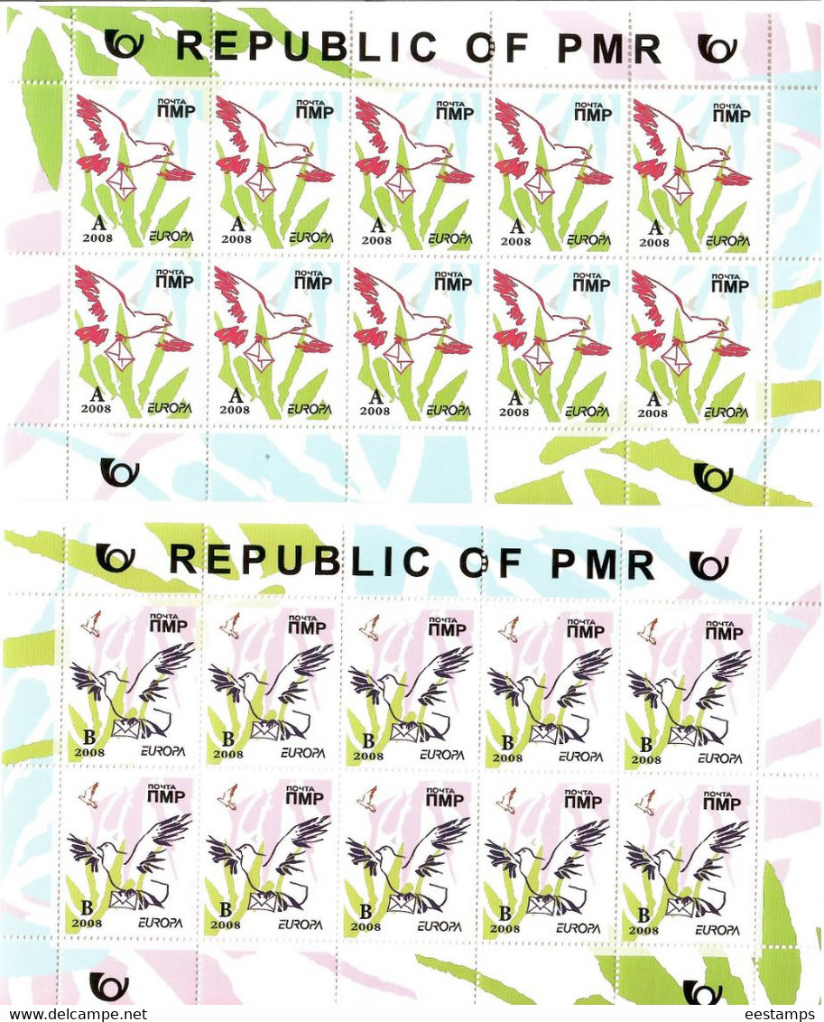 Moldova / PMR Transnistria . EUROPA 2008. Letters (Pigeons). 2 M/S Of 10 - Moldavia