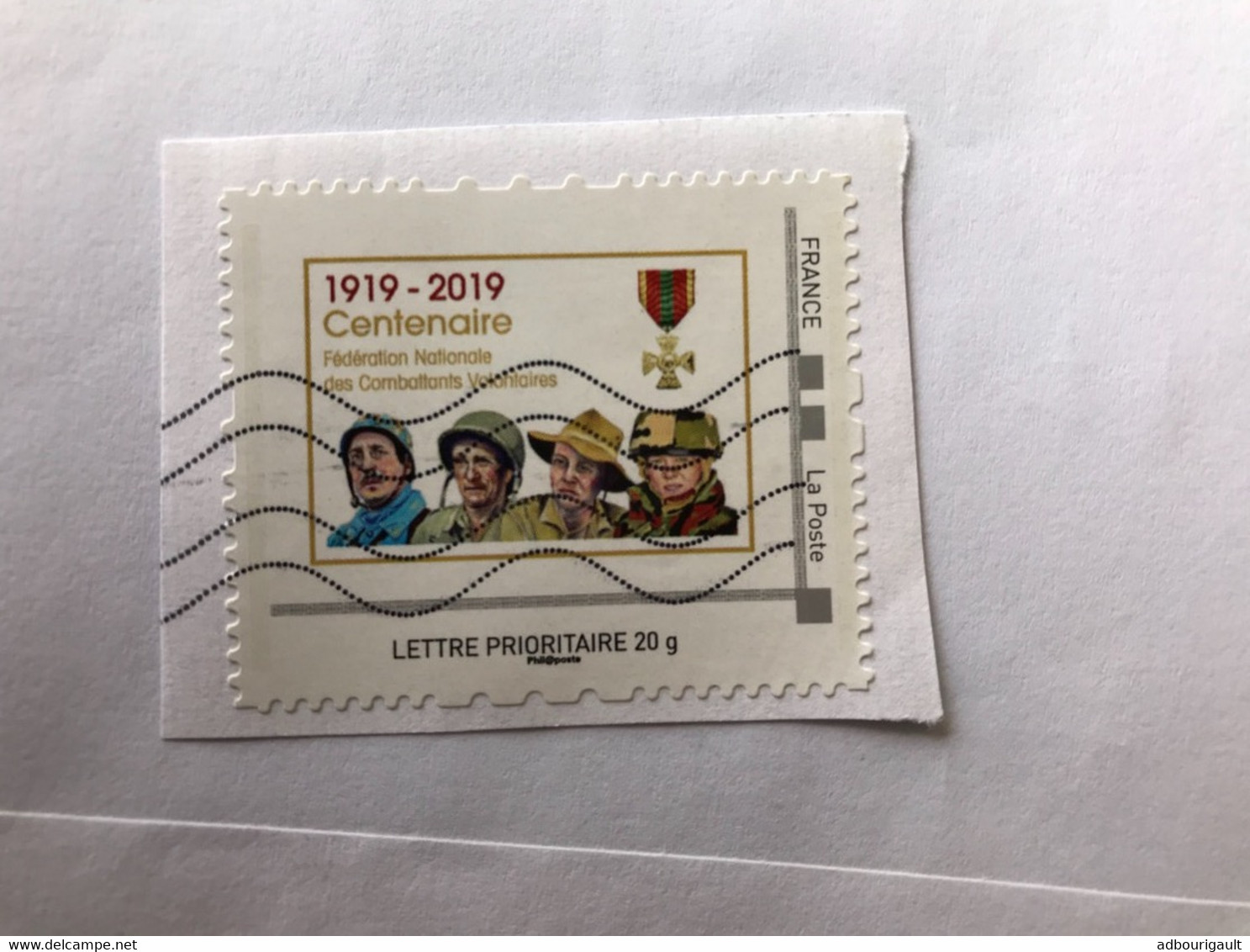 Timbre Personnalise Sur Fragment France Soldat Centenaire Défécation Ancien Combattante Première Guerre Mondial 1919 201 - Autres & Non Classés