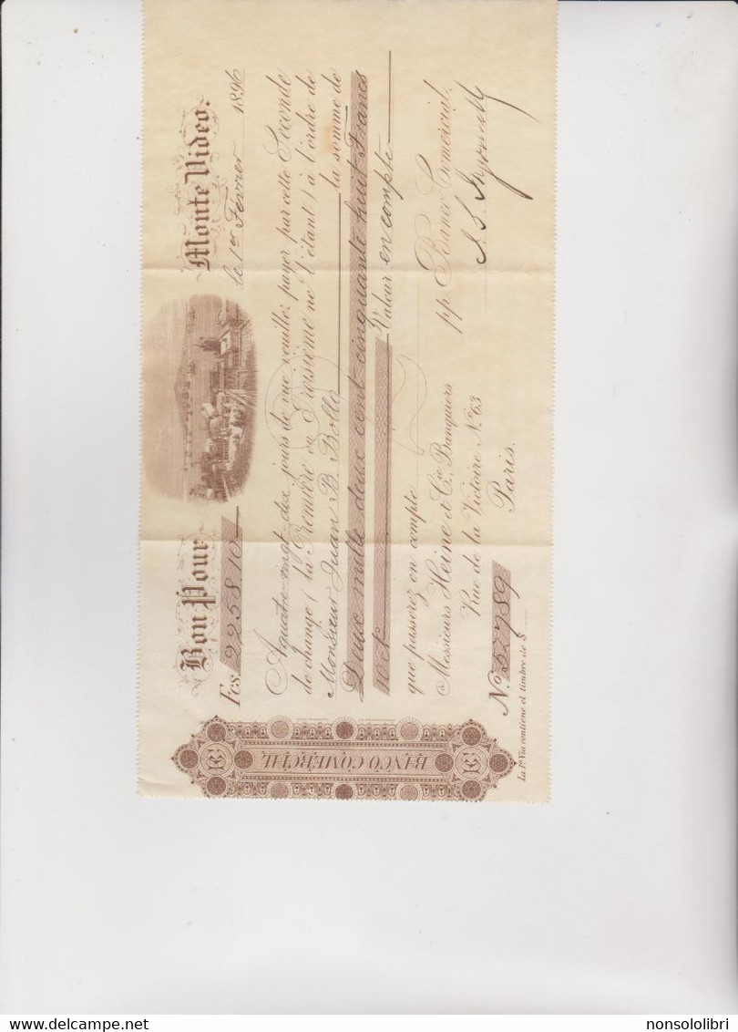 CAMBIALE  DI  CAMBIO .  BON  POUR  ...  MONTE  VIDEO   1896 - Bills Of Exchange