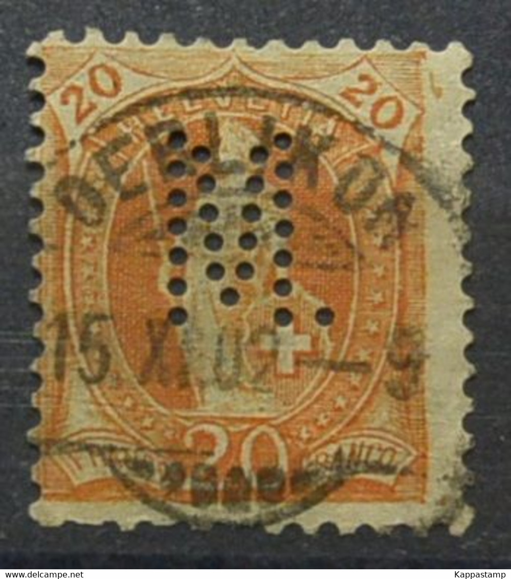 Svizzera 20c Perfin Helveta Alzata(AX125 - Perforés