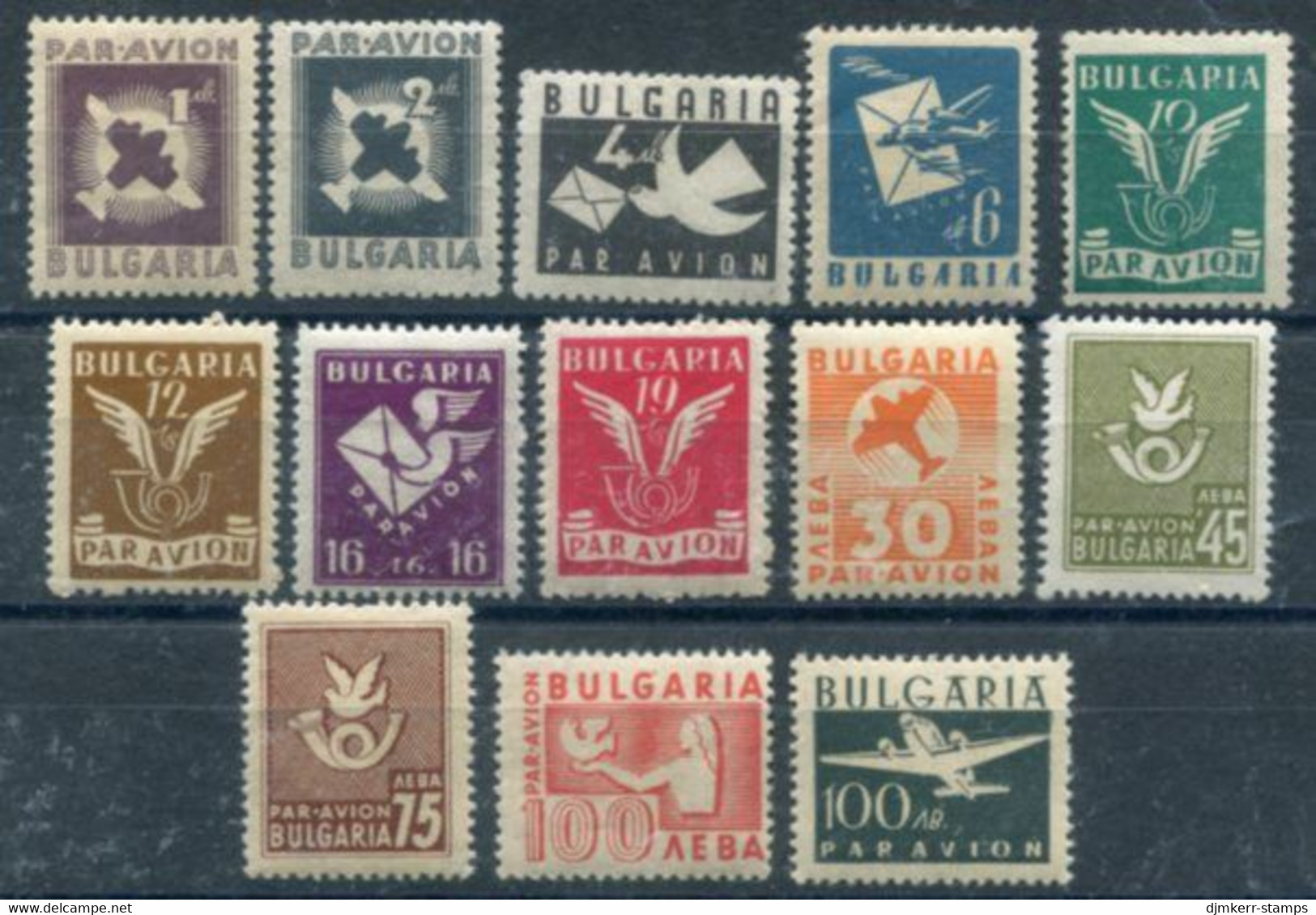 BULGARIA 1946 Airmail Definitive MNH / **.  Michel 534-46 - Poste Aérienne