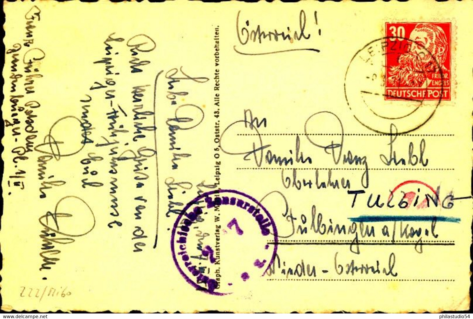 1951: Postkarte Mit Einzelfrankatur 30 Pfg. Köpfe I Ab LEIPZIG O 17 Nach Österreich. - Sonstige & Ohne Zuordnung