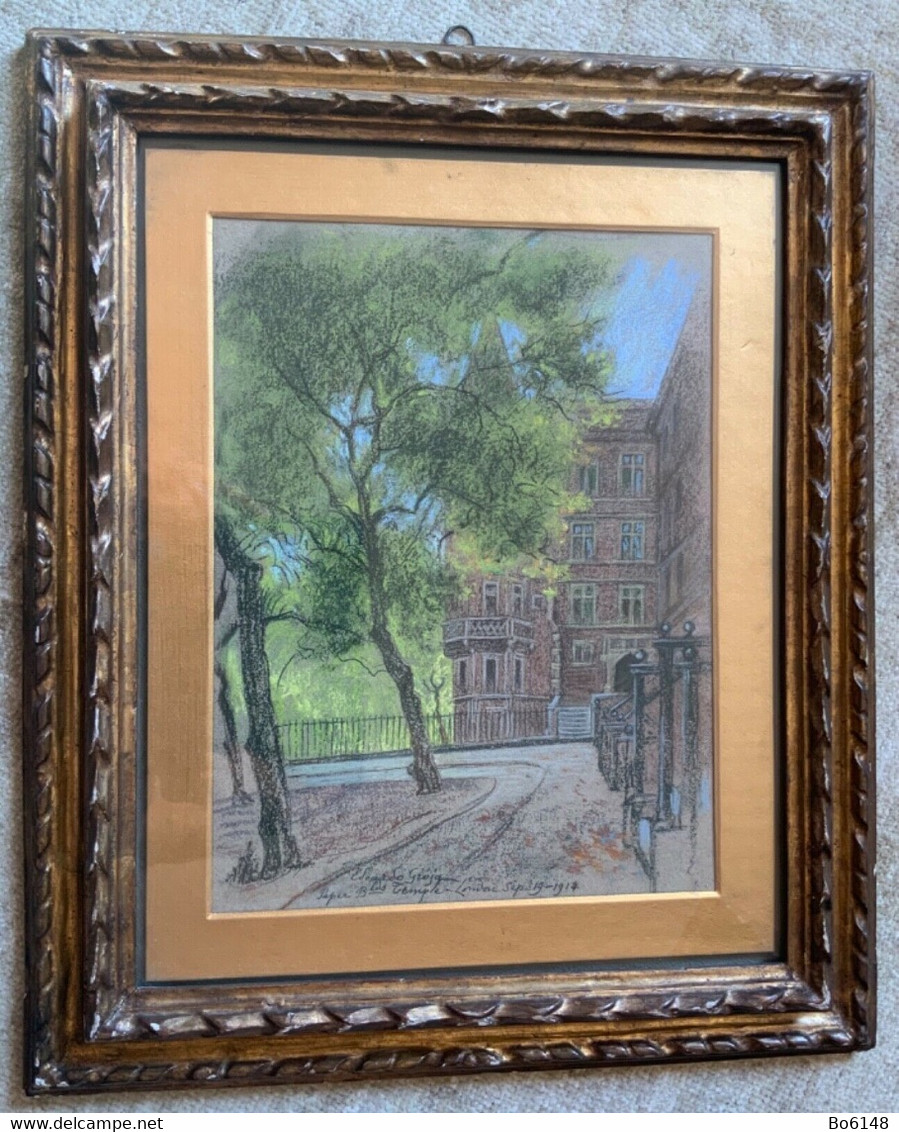 EDOARDO GIOJA ( 1862-1937 ) Pastello Cm. 31 X 23 Del 1914 , Bella Cornice - Pastels