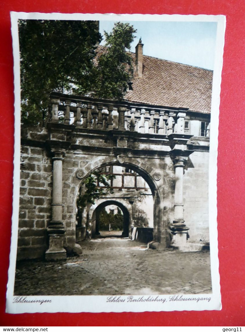 Schleusingen - Schloss Bertholdsburg - 1942 Gel. Mit Briefmarke - Farben Tiefdruck - Thüringen - Schleusingen