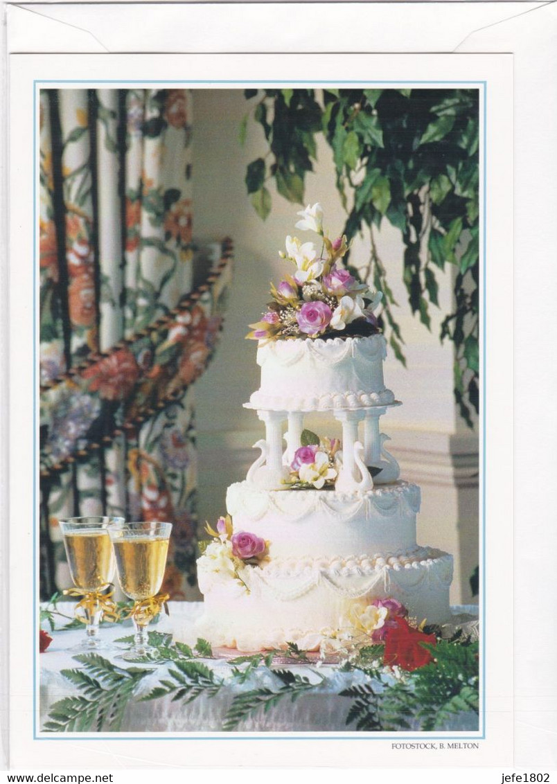 Postogram 106 / 96 - Huwelijkstaart - B. Melton, Fotostock - Wedding Cake - Champagne - Postogram