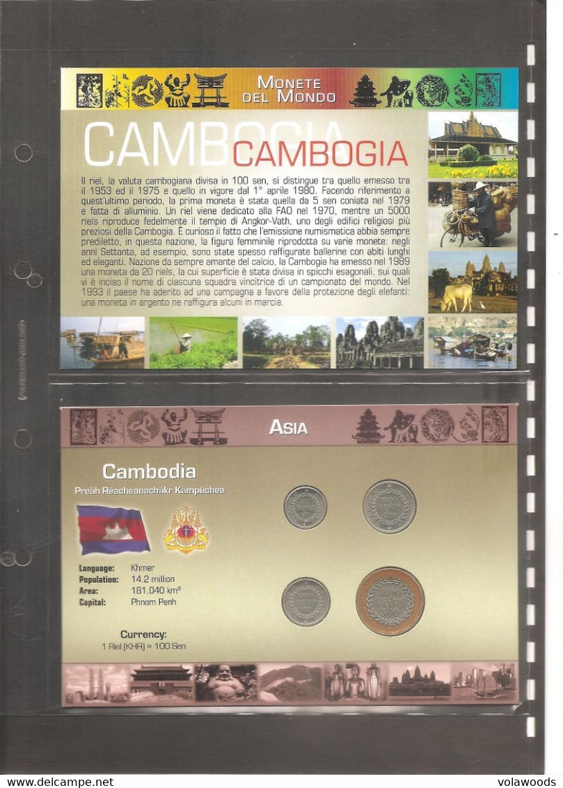 Cambogia - Folder Bolaffi Monete Del Mondo - Second Riel - 1994 Km92/km95 - Kambodscha