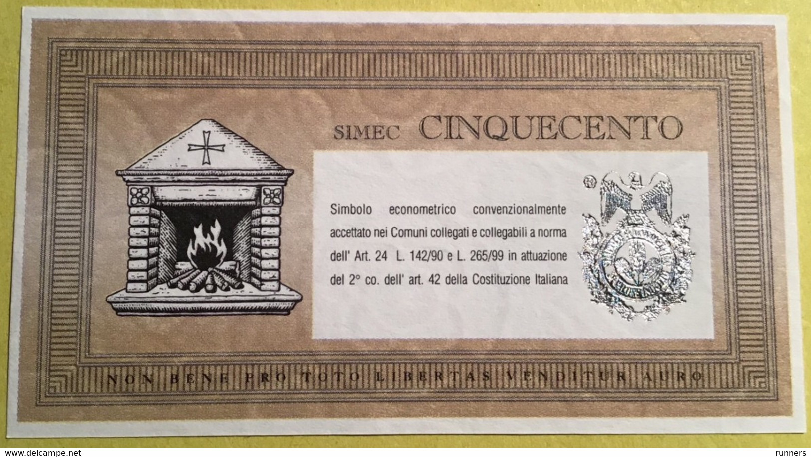 Banconota Alternativa Guardiagrele Simbolo Econometrico 500, Moneta Del Popolo - A Identifier
