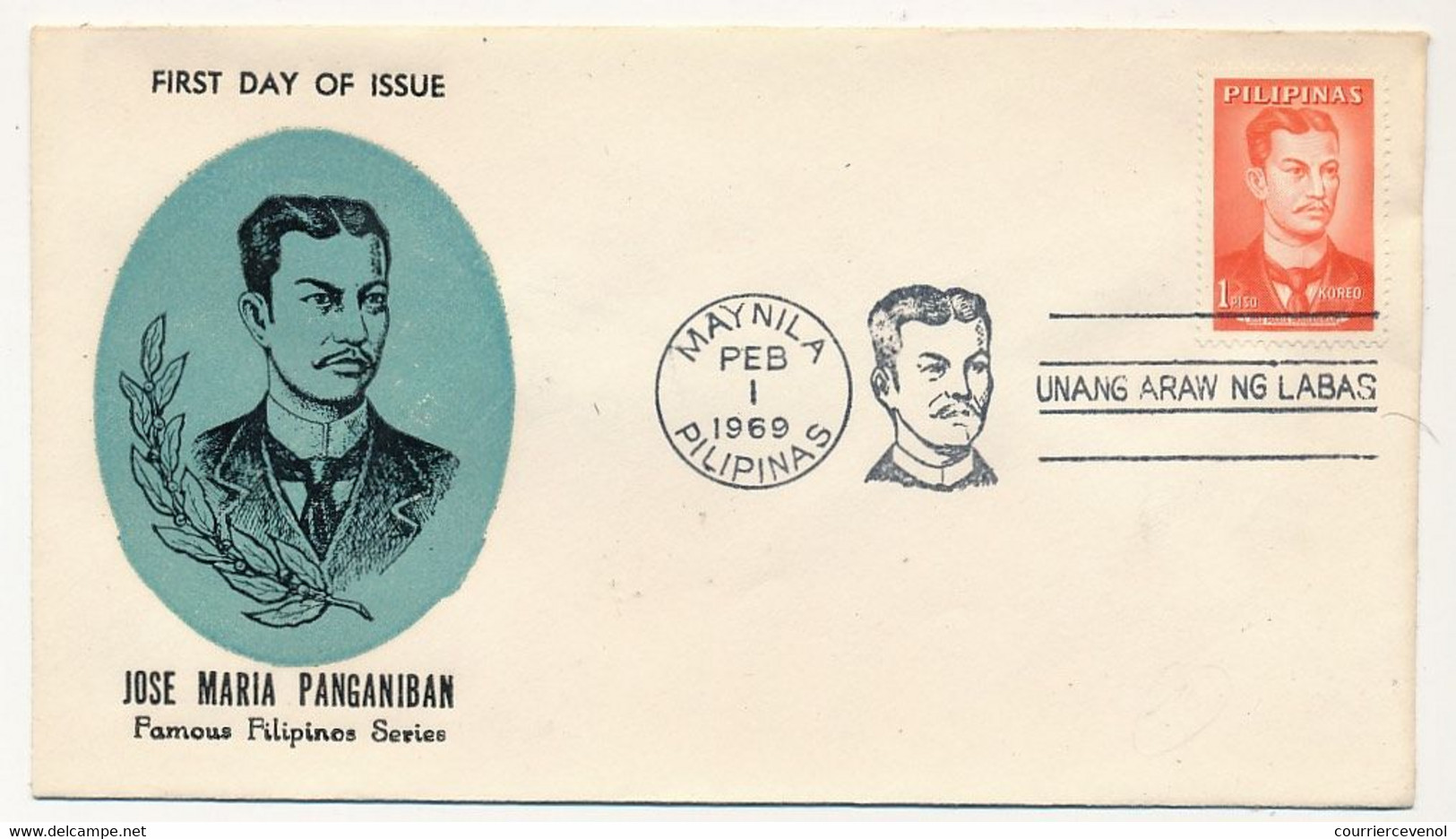 PHILIPPINES  => Enveloppe FDC => Jose Maria Panganiban - Maynila - 1/2/1969 - Philippines