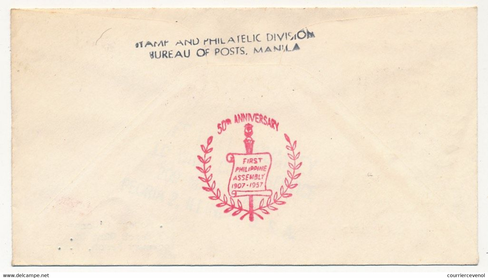 PHILIPPINES  => Enveloppe FDC => First Philippines Assembly - Sergio Osmena (bloc De 4) - Manille - 16 Octobre 1957 - Philippines