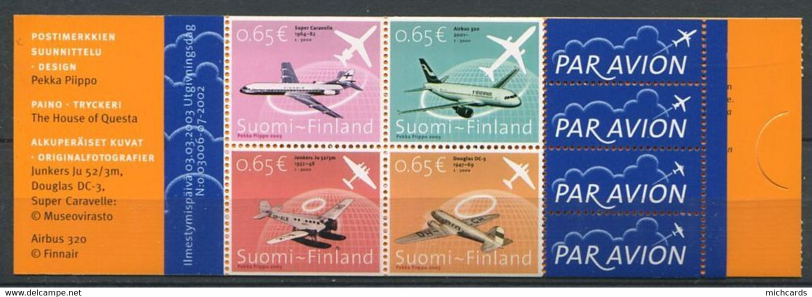 300 FINLANDE 2003 - Yvert C 1607 - Carnet Avion En Vol - Neuf ** (MNH) Sans Charniere - Unused Stamps