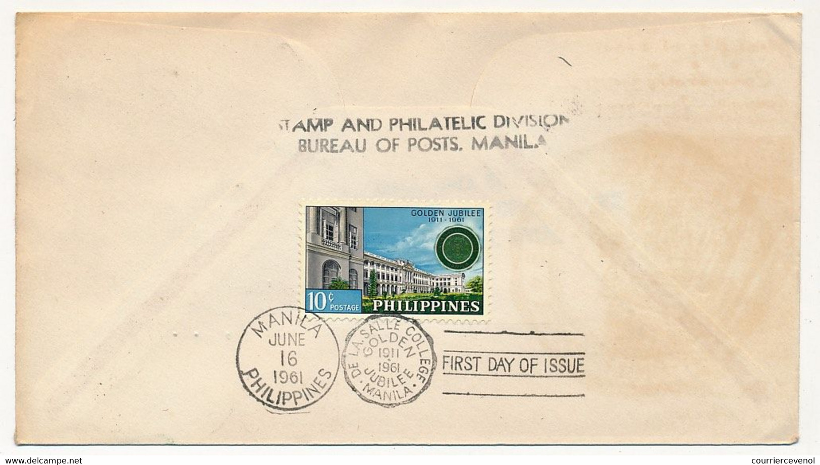 PHILIPPINES  => Enveloppe FDC => 50° Anniversaire Collège De La Salle - Manille - 16 Juin 1961 - Philippinen