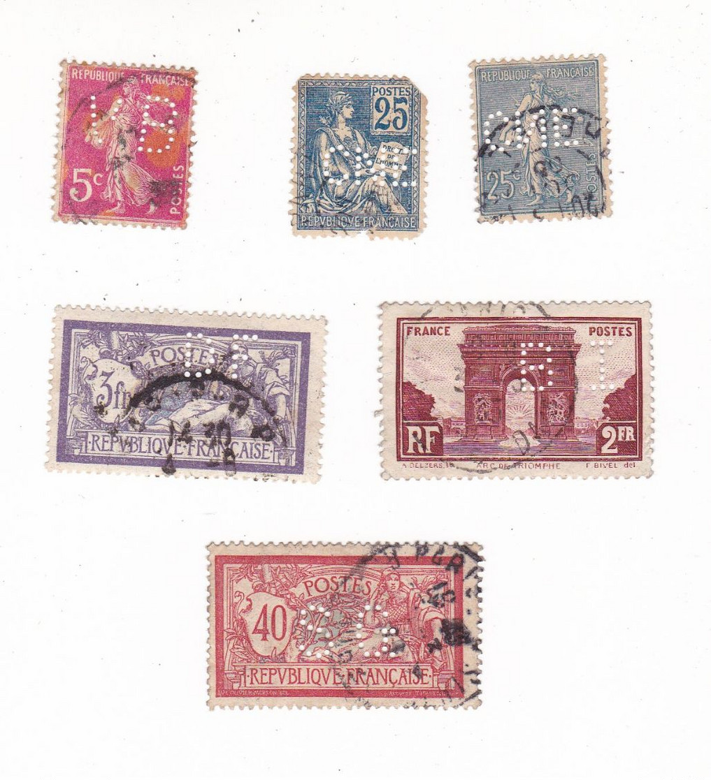 Ancoper Perforé - Lot De 6 TP - VB CNE DF BI SG - Semeuse Mouchon Arc De Triomphe Merson - Other & Unclassified