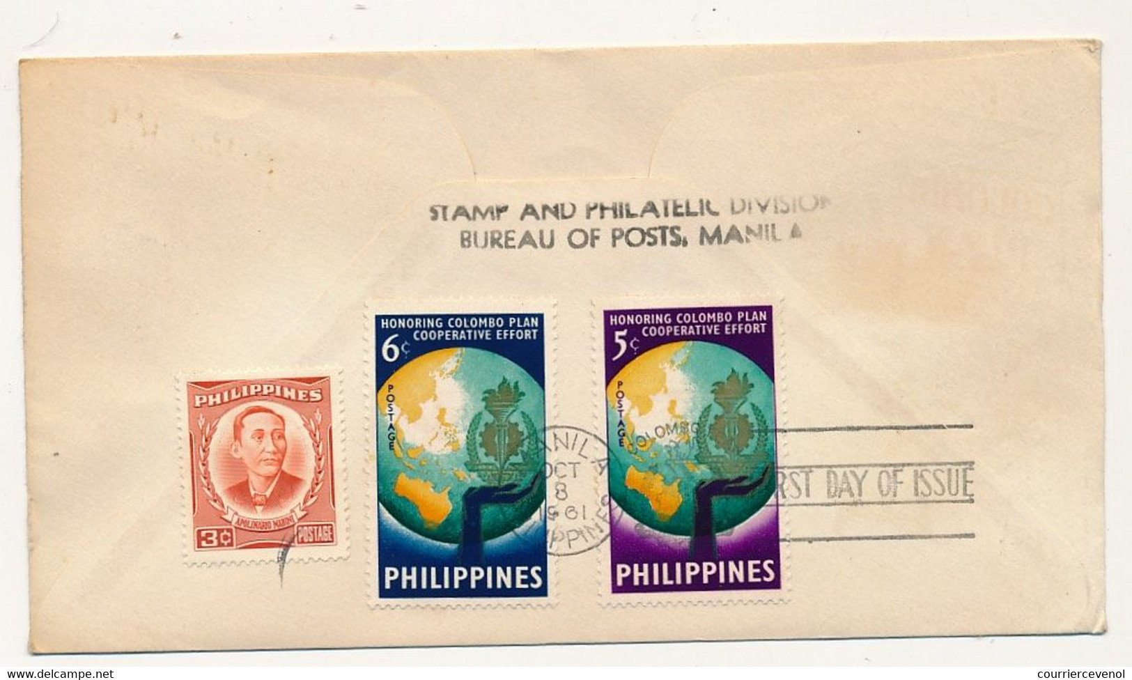 PHILIPPINES  => Enveloppe FDC => 2 Valeurs - Colombo Plan - Manille - 8 Octobre 1961 - Philippines
