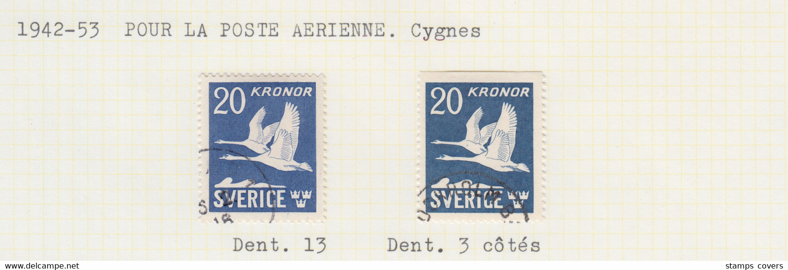 SUEDE USED YVERT PA 7 & 7a Vol De Cygnes - Used Stamps