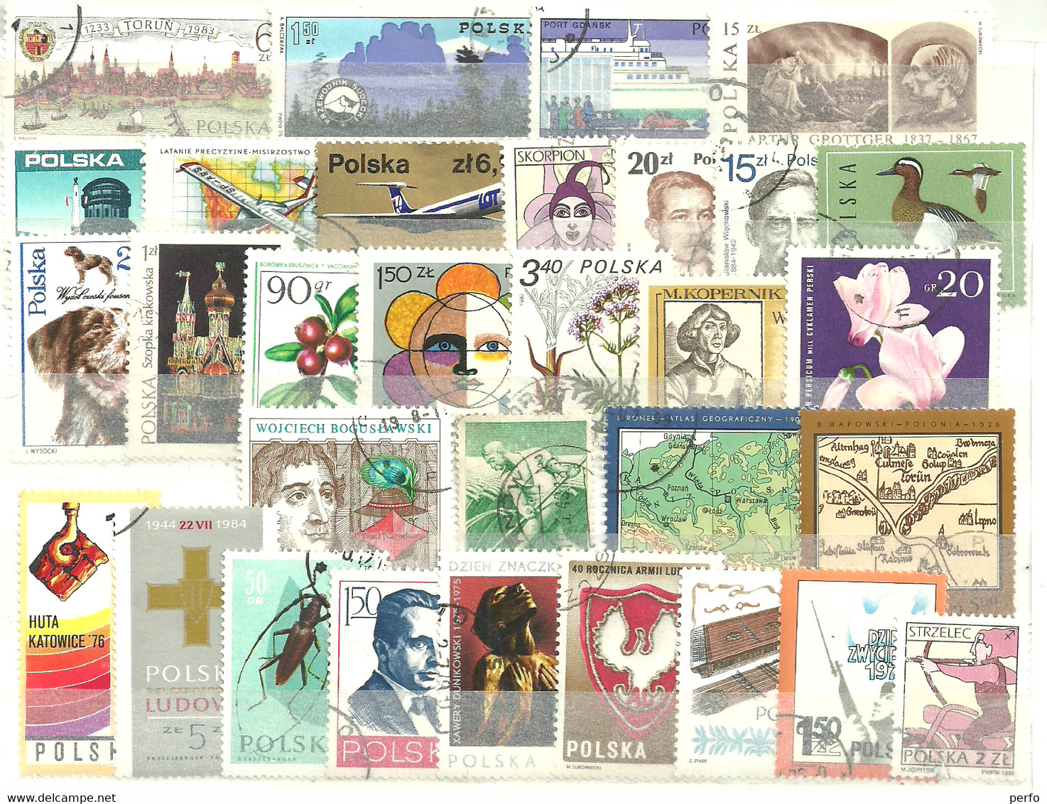 50 Timbres Choisis De Pologne Thématiques Et Commémoratifs Surtout Grands Formats 2 Scans - Collections