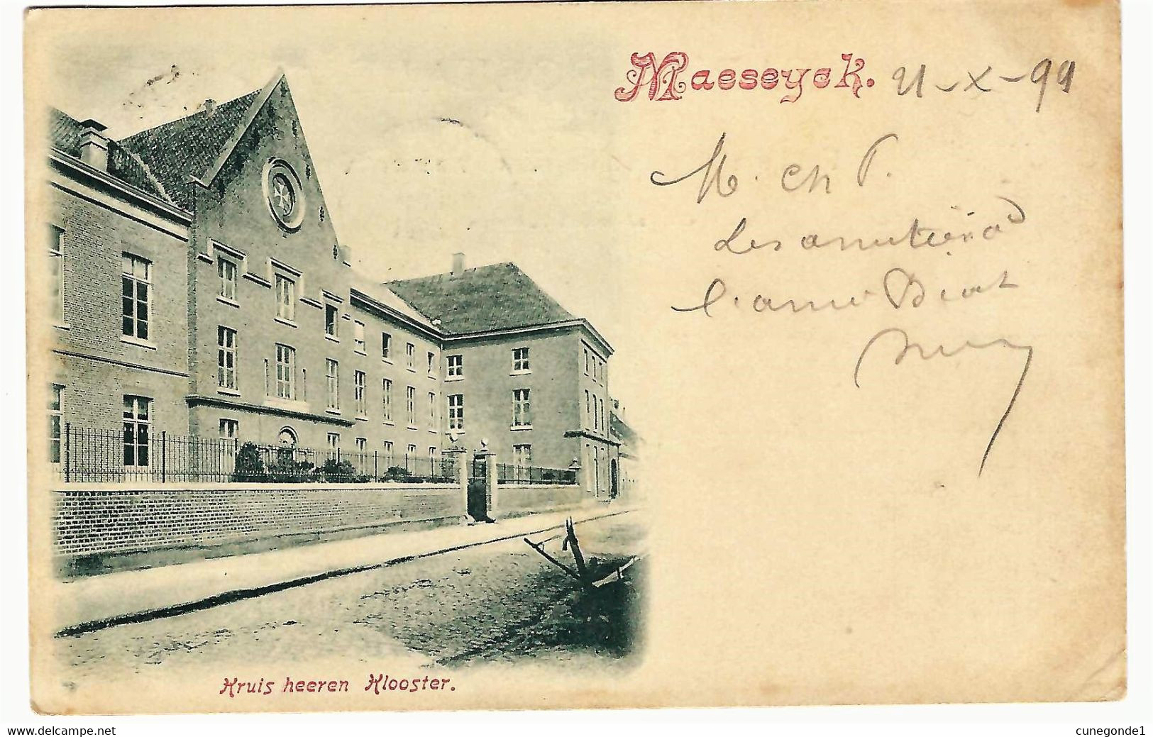 CPA MAASEIK MAESEYCK : Huis Heeren Klooster - Circulée En 1899 - 2 Scans - Maaseik