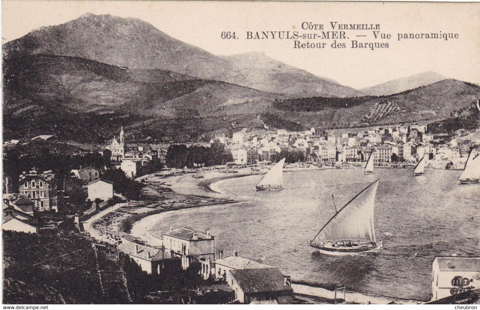 66. BANYULS SUR MER . CPA. VUE PANORAMIQUE . RETOUR DES BARQUES - Banyuls Sur Mer