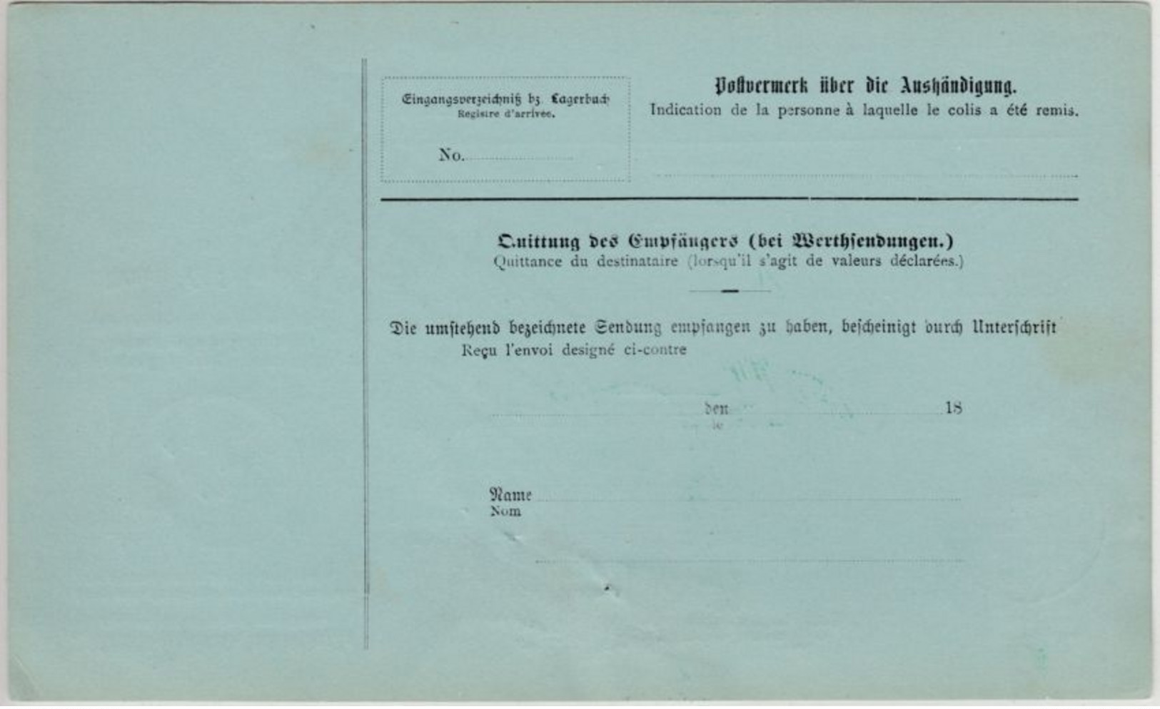 Bayern - 80 Pfg. Wappen, Paketkarte I.d. SCHWEIZ, München 1PP - Olten 1910 - Otros & Sin Clasificación