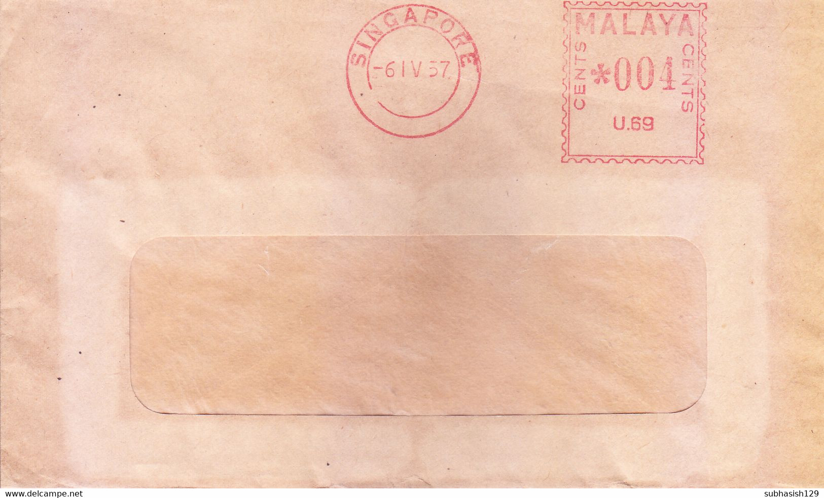 MALAYSIA / MALAYA, SINGAPORE : METER FRANKING : YEAR 1957 - Malayan Postal Union