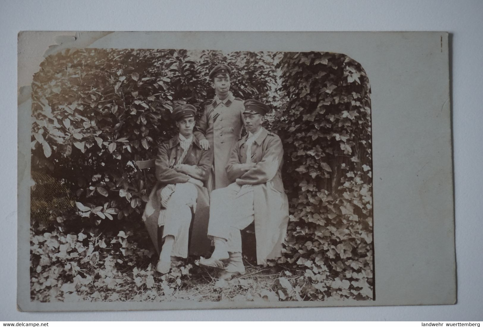 Foto-AK: Gruppenfoto Lazarett Straßburg Nach Heilbronn 15.04.1916 Soldat Mit EK1 Und Anderen Orden Kieferverletzung - Oorlog 1914-18