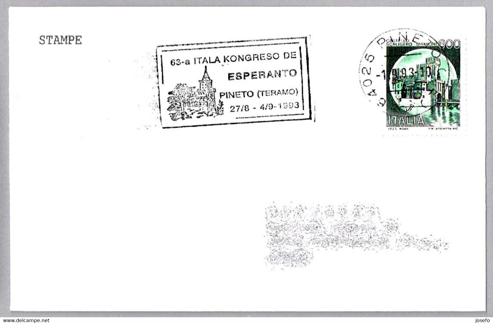 63 CONGRESO ITALIANO DE ESPERANTO. Pineto, Teramo, 1993 - Esperanto