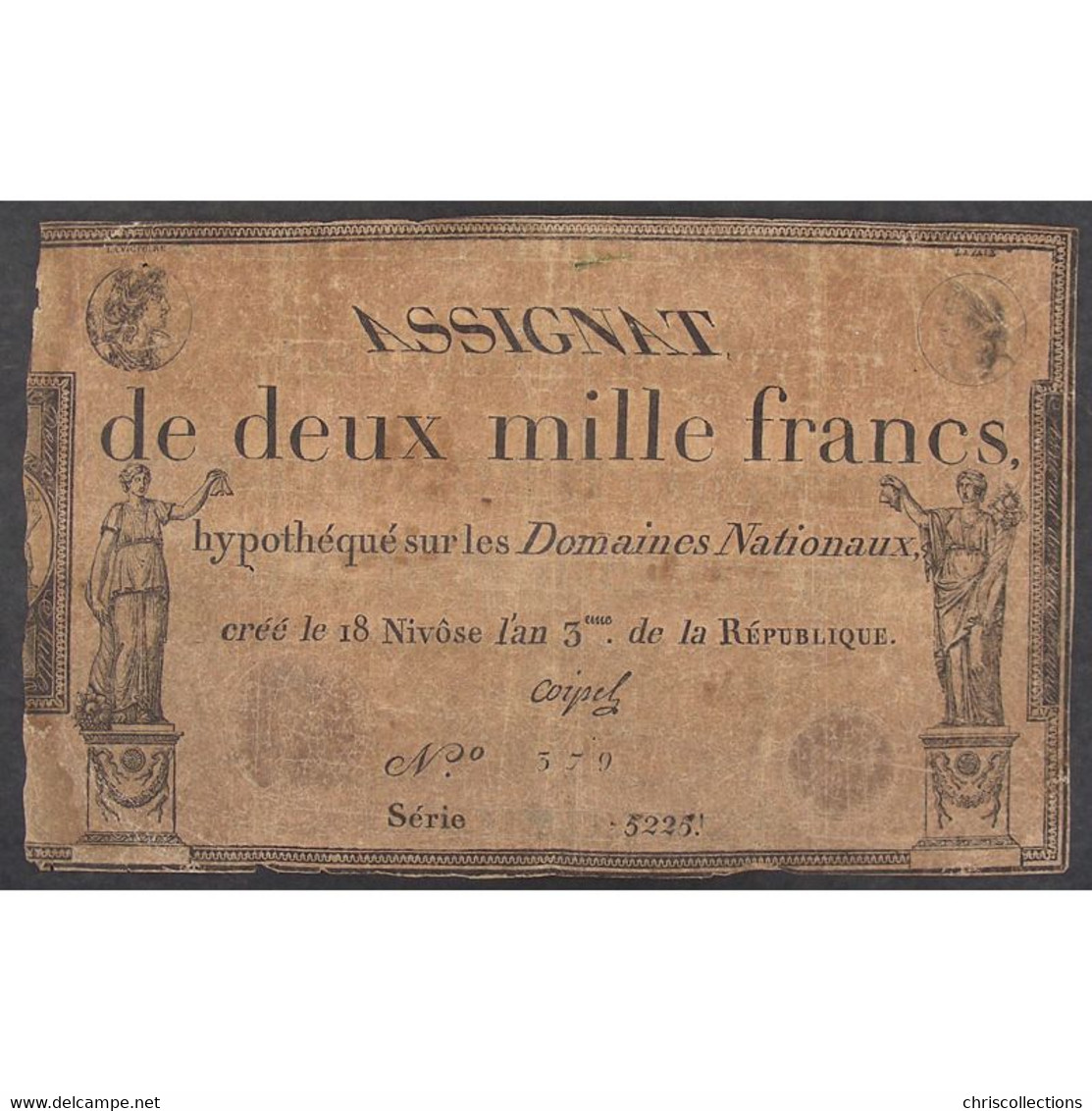 France, Assignat De 2000 Francs, Série: 5225, TB - Assignats & Mandats Territoriaux