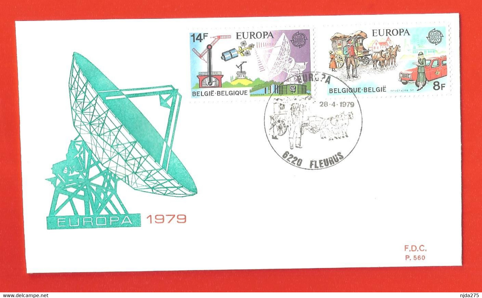 Fleurus : 2 Cartes Timbres Europa ,Xè Anniversaire Assoc.philatélique En 1979 +100è Sortie Cavalcade De Pâques - Landelijks Post