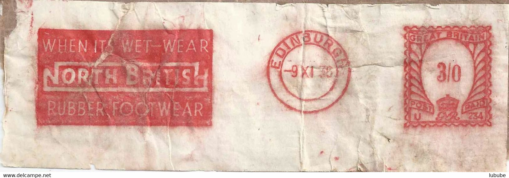 Freistempel  "North British Rubber Footware, Edinburgh"           1936 - Usati