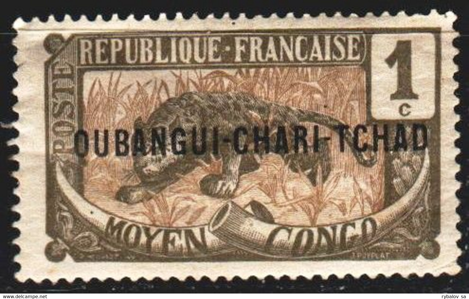 Central African Republic. 1915. 1 From The Series. Leopard, Fauna. MLH. - Centrafricaine (République)