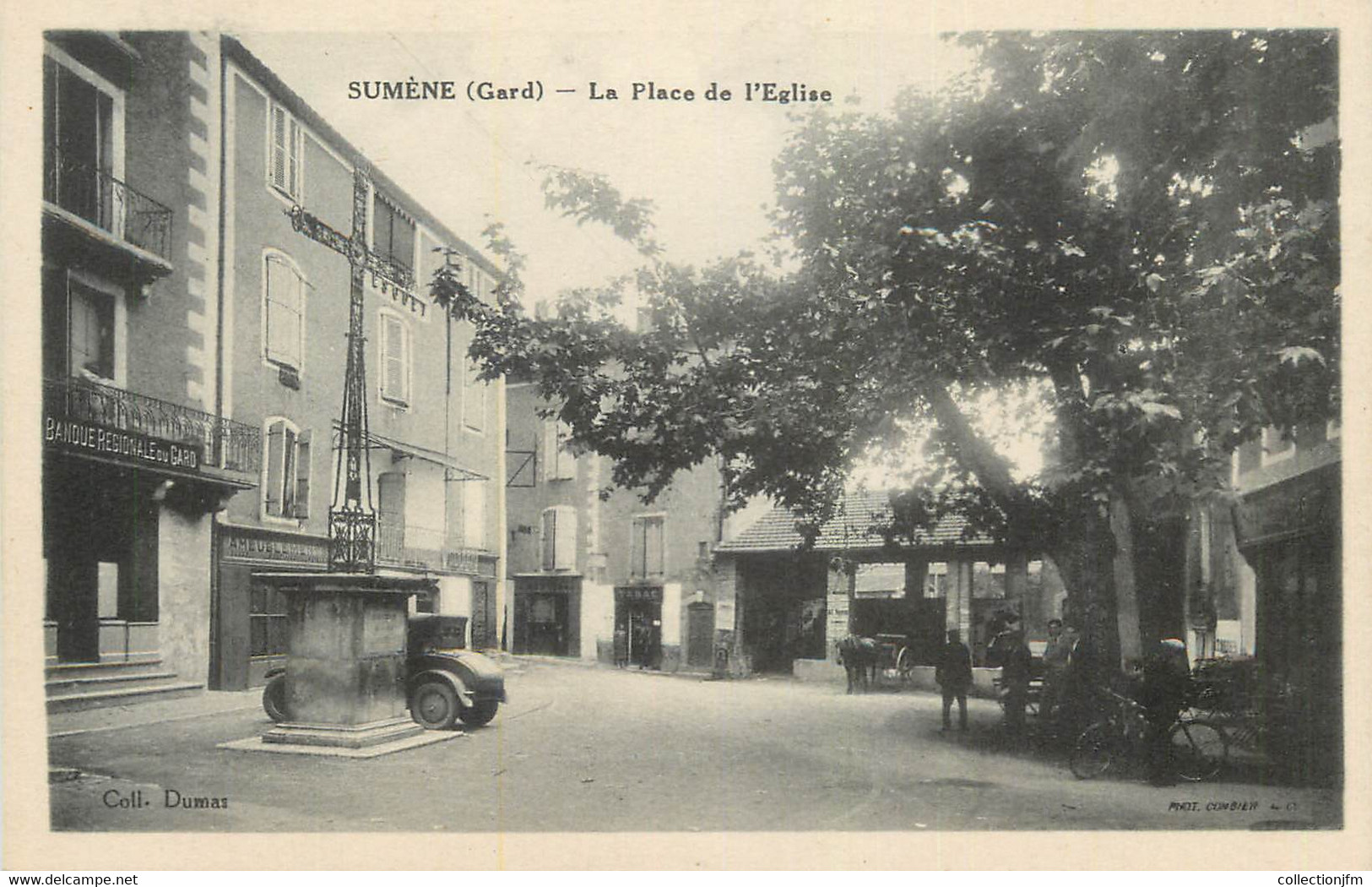 CPA FRANCE 30 " Sumène, La Place De L'église". - Sumène