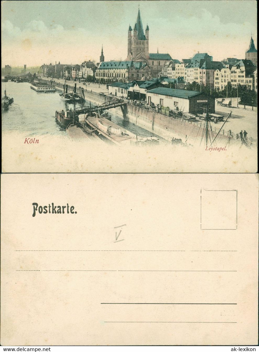 Ansichtskarte Köln Leystapel, Flussbadeanstalt, Schiffe 1909  - Koeln