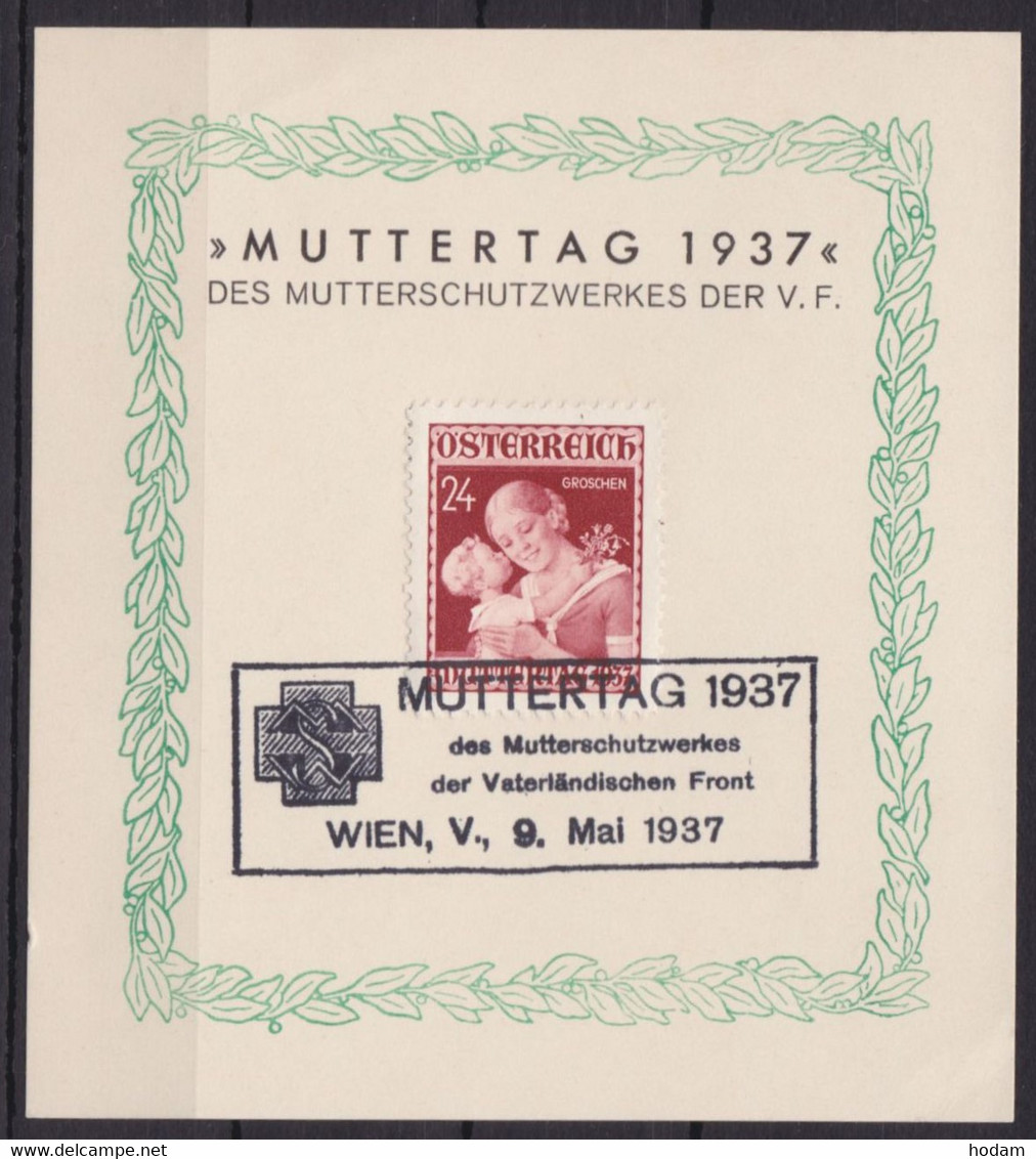 MiNr. 638 "Muttertag 1937", Pass. Sonderblatt Mit Sst "Wien" - Briefe U. Dokumente