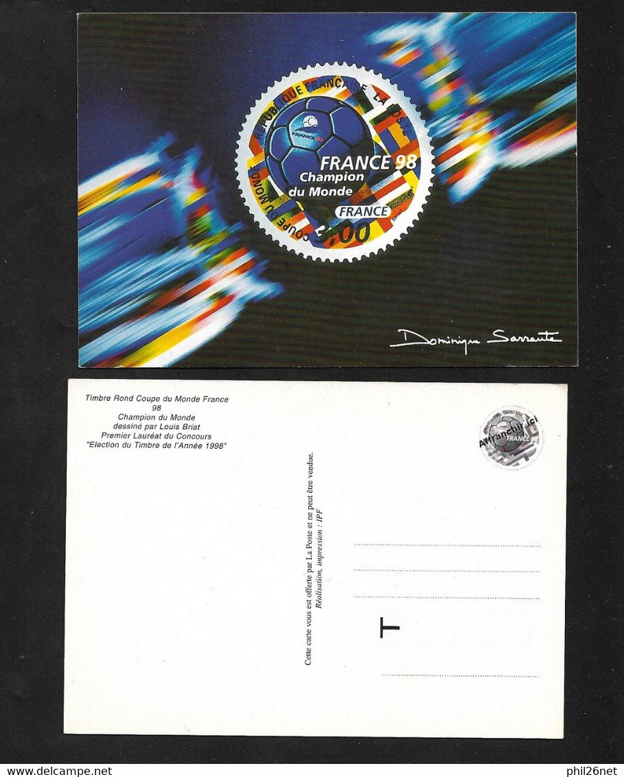 Carte Postale édit. La Poste Victoire Le La France Coupe Du Monde 1998 Reproduction Du Timbre N° 3170 Neuve  TB  - Voetbal