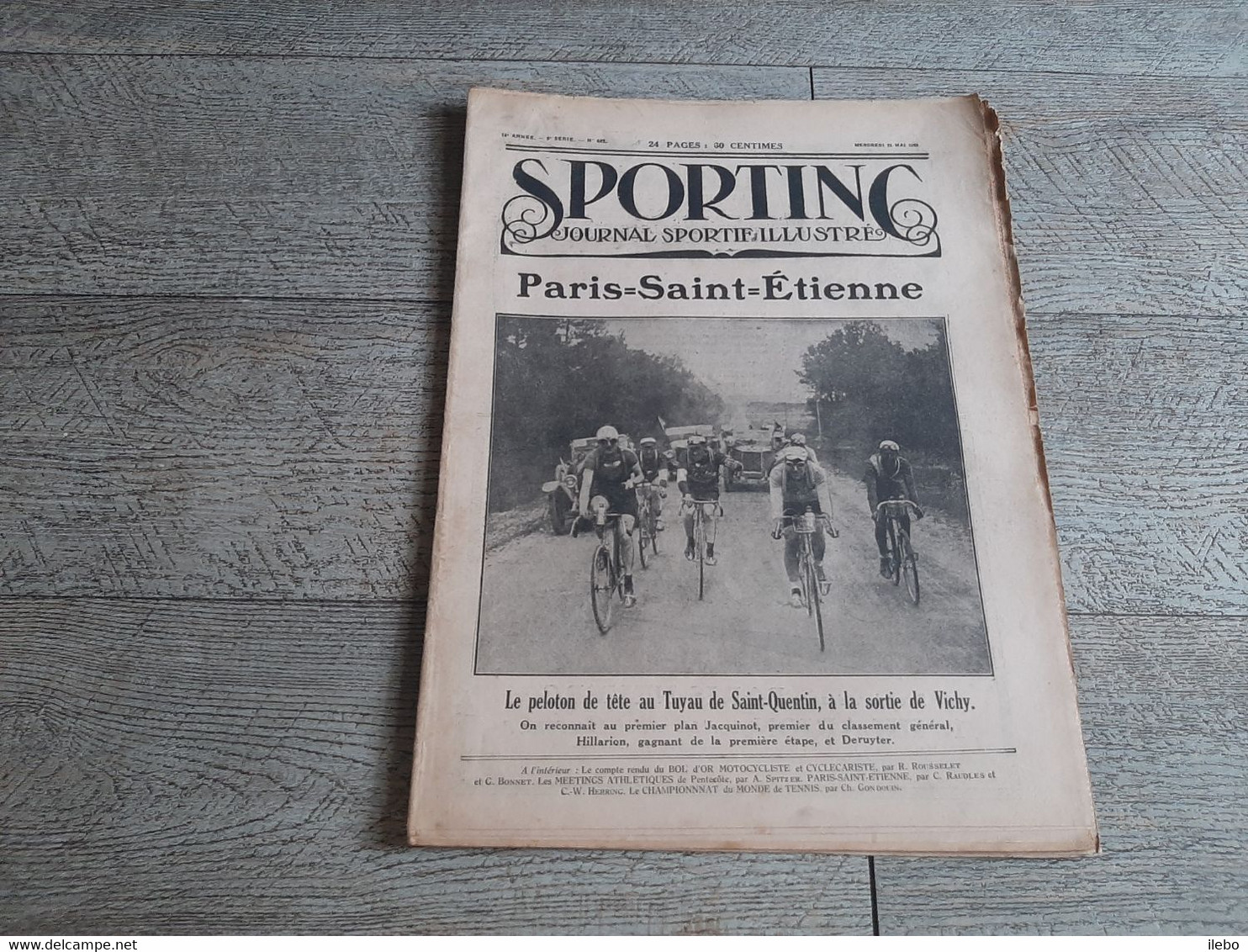 Sporting Journal Sportif Illustré 1923 Cyclisme Paris St étienne Bol D'or Motocycliste Cyclecariste Athlétisme Tennis - Sport