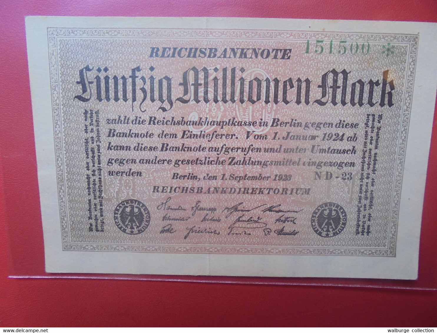 Reichsbanknote 50 MILLIONEN Mark 1923 Circuler - 50 Miljoen Mark