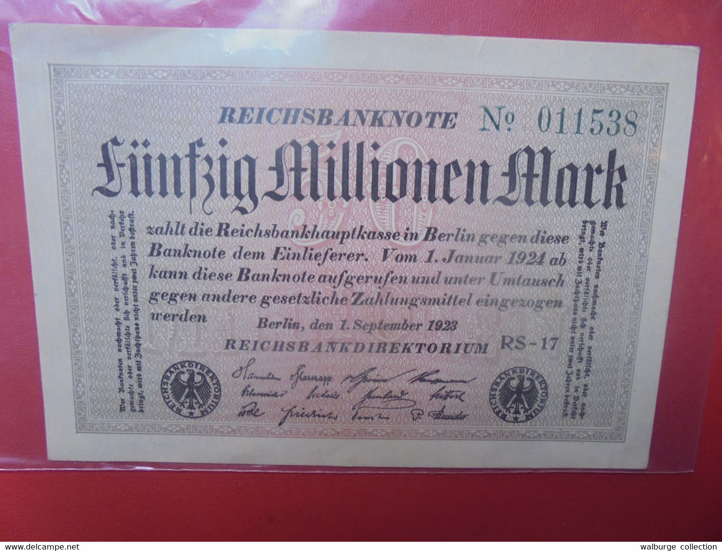 Reichsbanknote 50 MILLIONEN Mark 1923 Circuler - 50 Mio. Mark