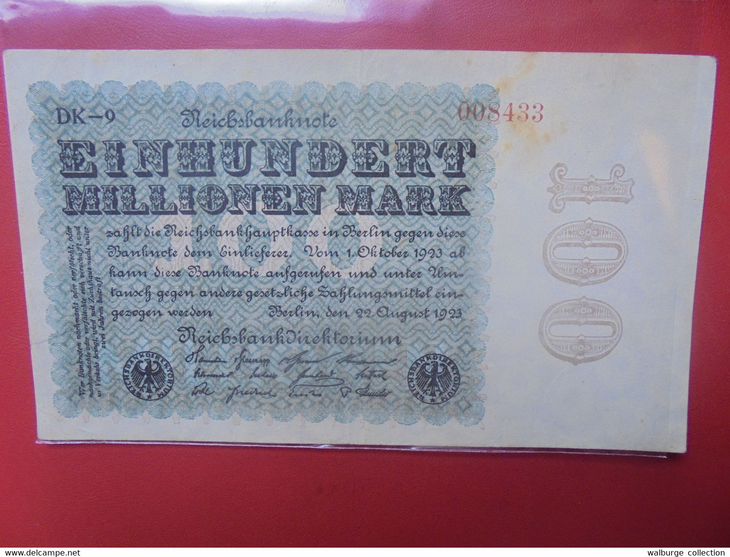 Reichsbanknote 100 MILLIONEN Mark 1923 Circuler - 100 Mio. Mark