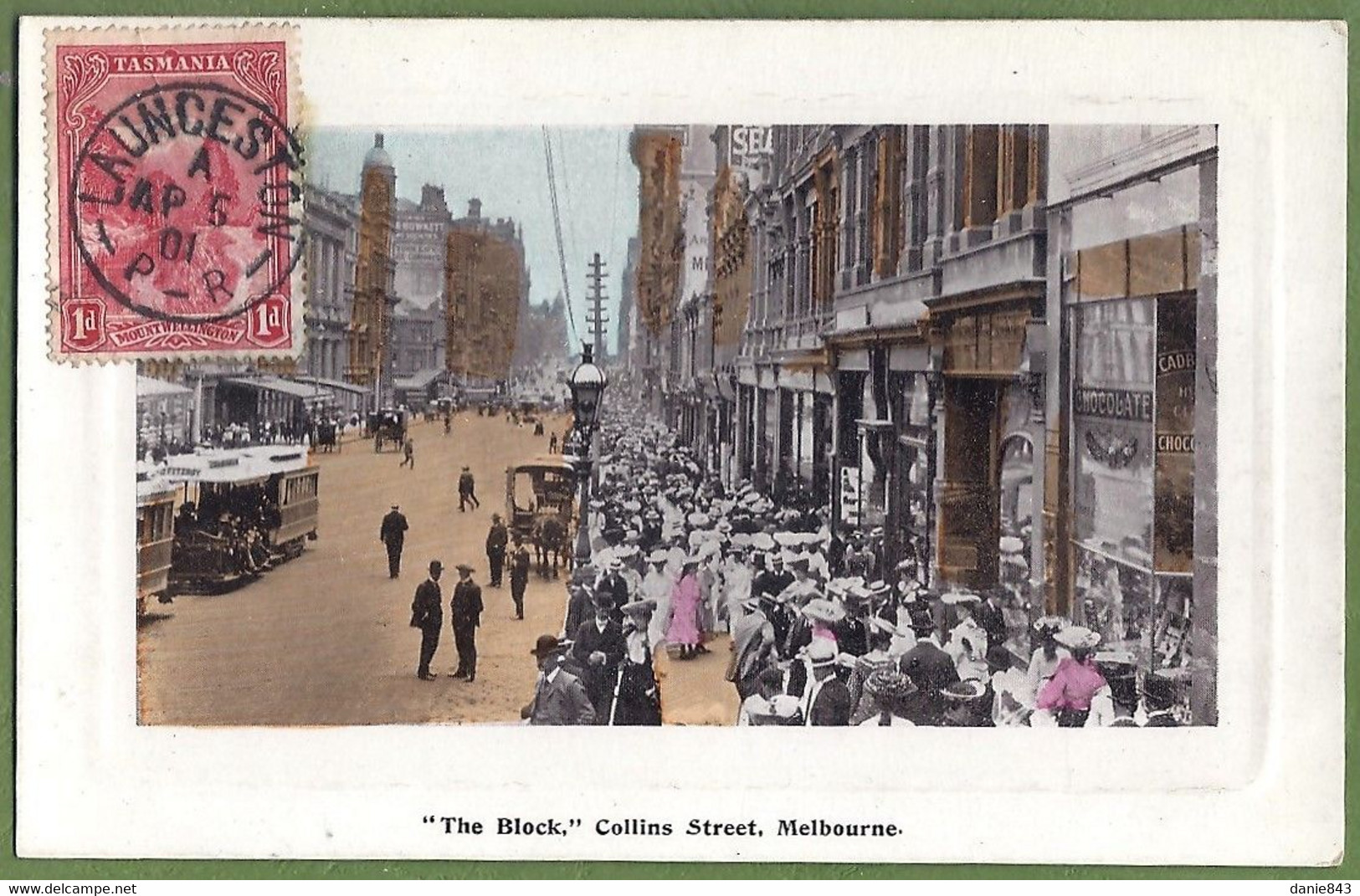CPA Image Vernie Vue Rare - AUSTRALIE - MELBOURNE - "THE BLOCK" COLLINS STREET - Belle Animation, Magasins, Tram - Melbourne