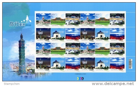 Sheet NT$5 Taiwan 2013 Greeting Stamps -Travel Architecture SYS CKS Famous Chinese Museum Taipei 101 Relic - Blocchi & Foglietti