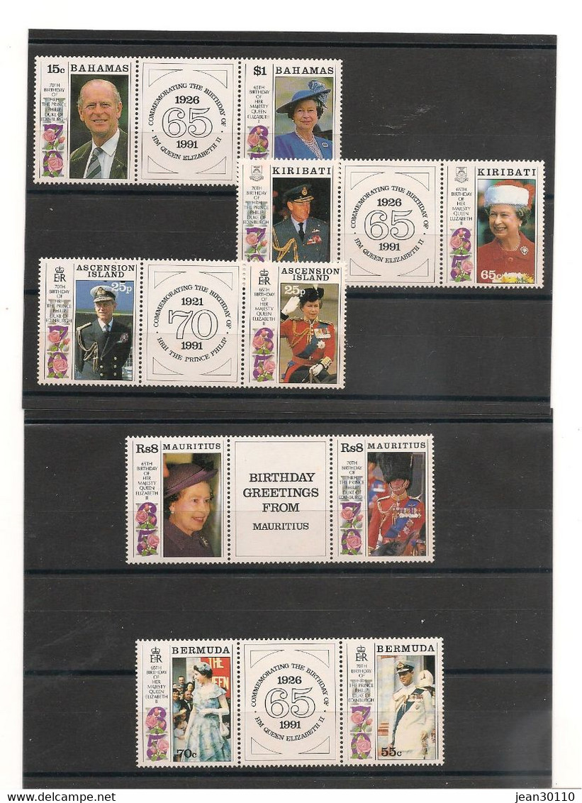 BAHAMAS-KIRIBATI-BERMUDES-ÎLE MAURICE-ASCENSION ANNÉE 1991 ANNIVERSAIRE S.M. ELISABETH II ET S.A.R. PHILIPPE D'EDIMBOURG - Bahamas (1973-...)