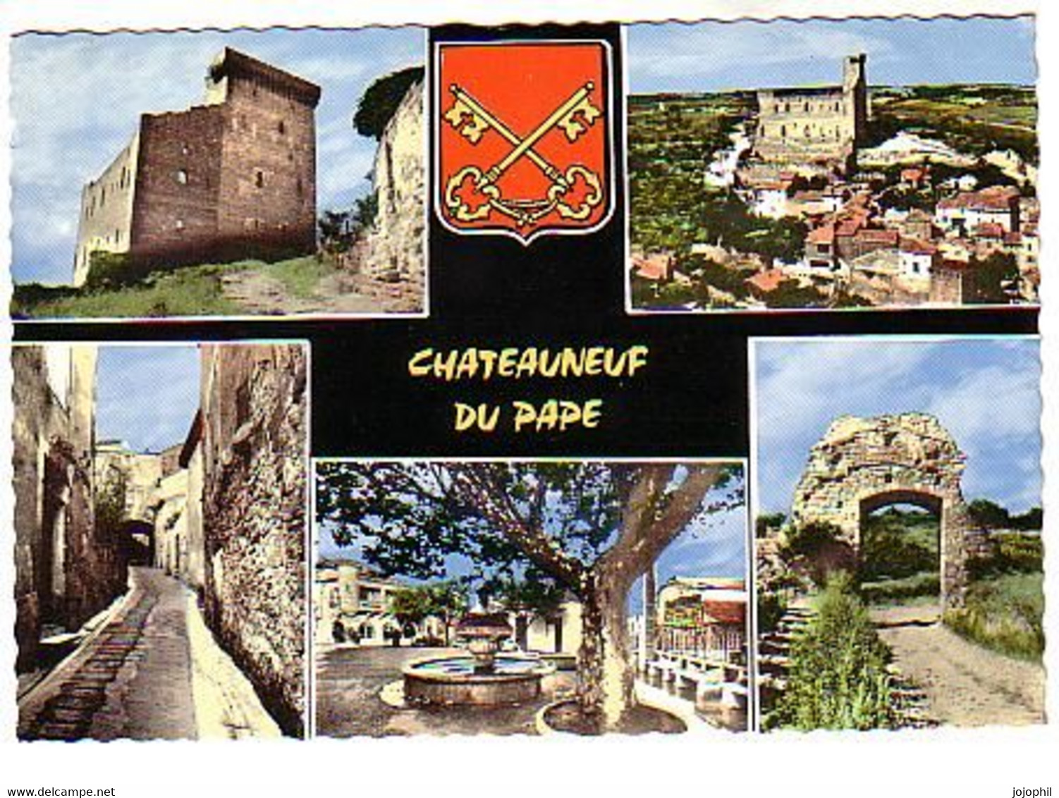 Chateauneuf Du Pape -  5 Vue Et Blason - Mère Germaine - Chateauneuf Du Pape
