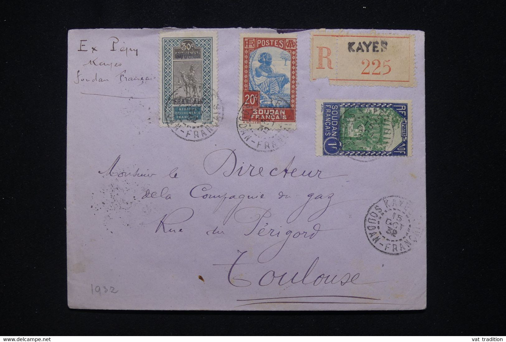 SOUDAN - Enveloppe En Recommandé De Kayes Pour Toulouse En 1932 - L 95974 - Cartas & Documentos