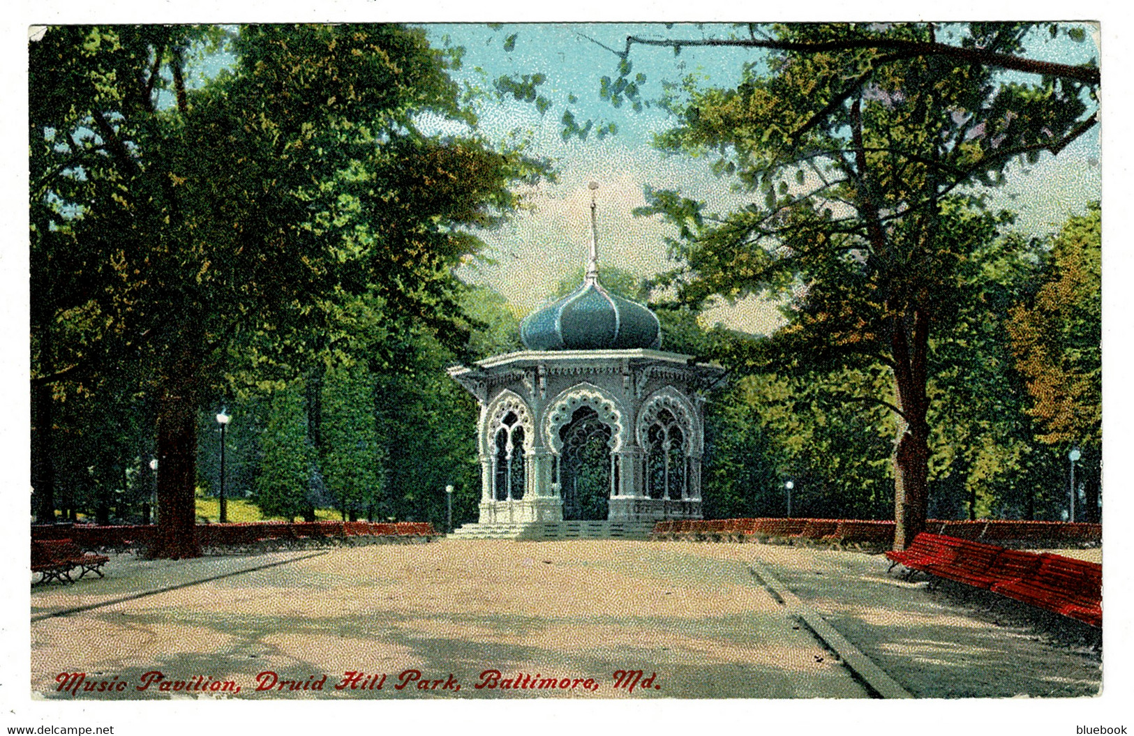 Ref 1481 - 1914 USA Postcard - Druid Hill Park Baltimore - Sparrows Point Maryland Postmark - Baltimore